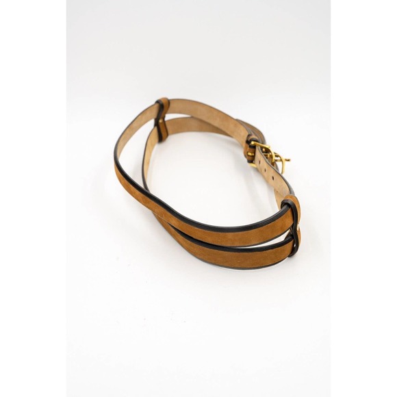 Burberry Prorsum Neutrals Brown Chocolate Suede Leather Belt Buckle 28/70